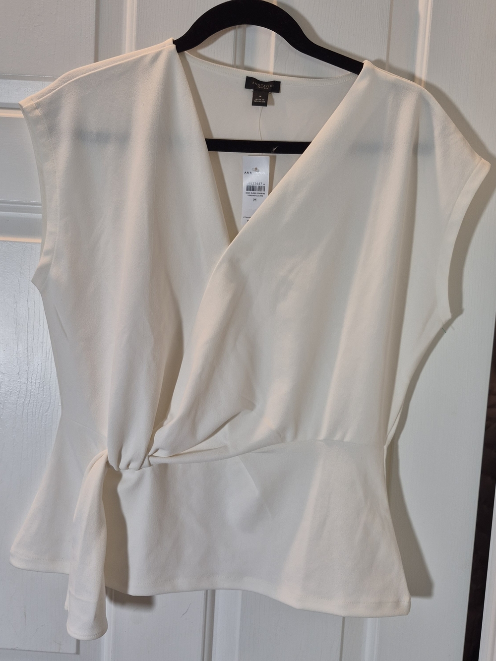 NEW Ann Taylor Ivory Wrap-Front Tie Blouse